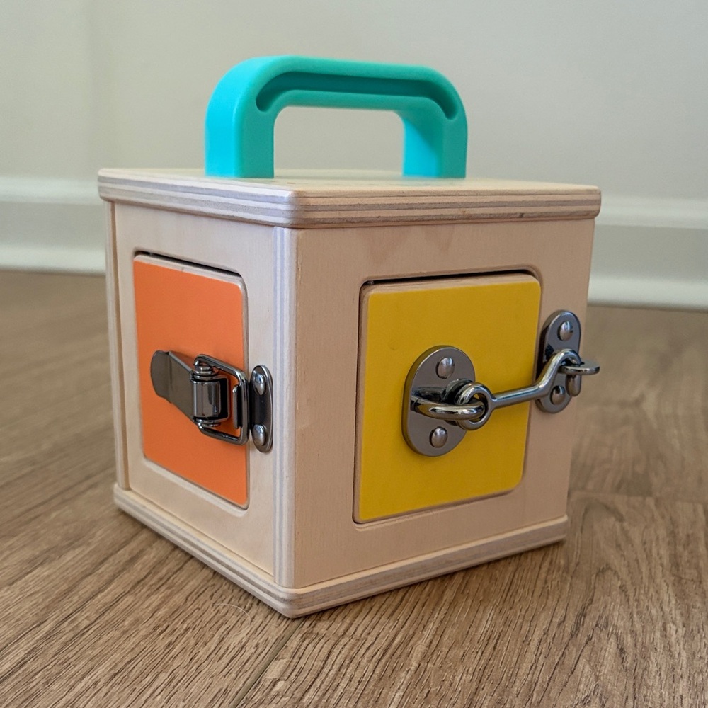 LOVEVERY lock box toddler wooden busy toy